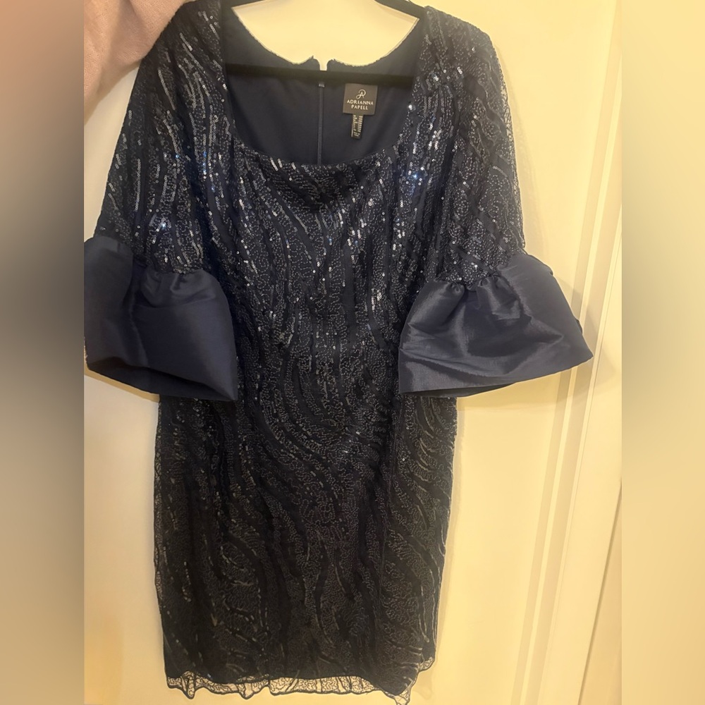 Adrianna Papell Midnight Blue Sequin Dress